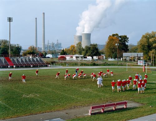 Poca High School and John Amos Power Plant, West Virginia, a 2004 photograph by Mitch Epstein