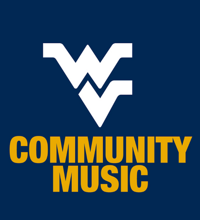 community music program logo with blue background